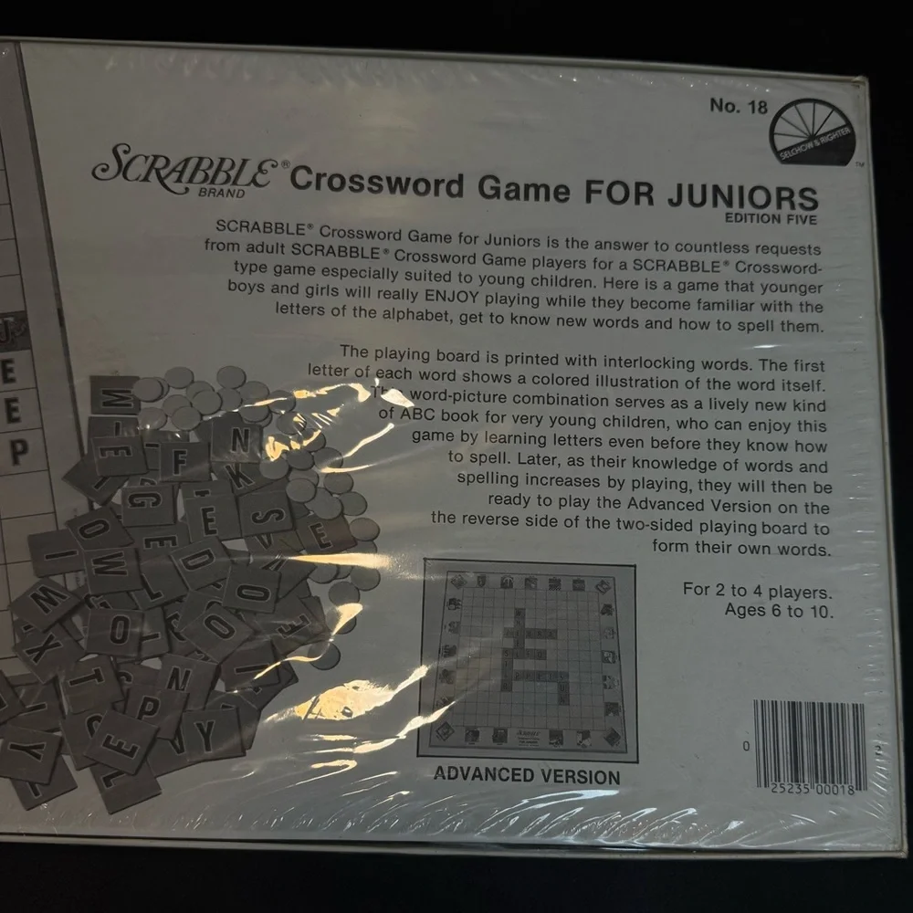 Vintage 1982 Scrabble for Juniors Edition 5 Sealed, New in Box Selchow & Righter